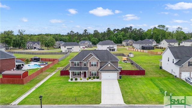 aerial view featuring a residential view