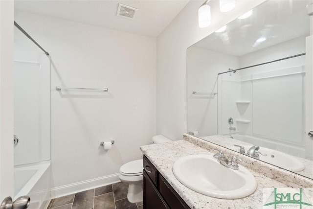 4 Rimes Ave SE, Ludowici, GA 31316 - bathroom featuring toilet, baseboards, visible vents, and shower / bath combination