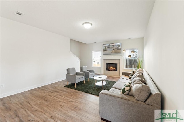 4 Rimes Ave SE, Ludowici, GA 31316 - living area featuring light wood-style floors, baseboards, visible vents, and a fireplace