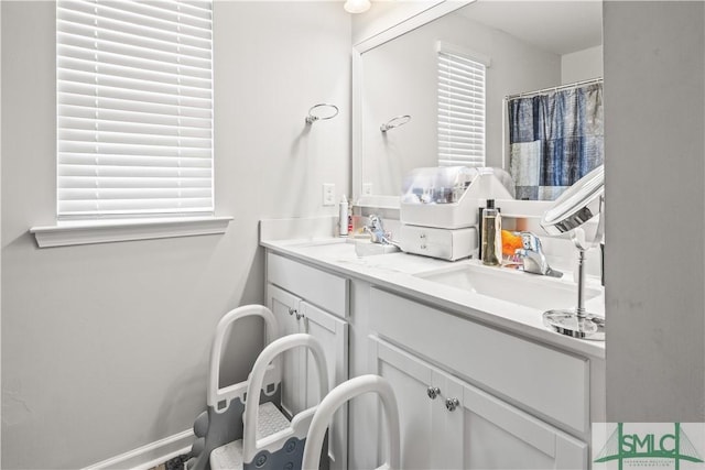 227 Flagler Dr, Savannah, GA 31419 - full bath featuring a sink, a shower with curtain, and double vanity