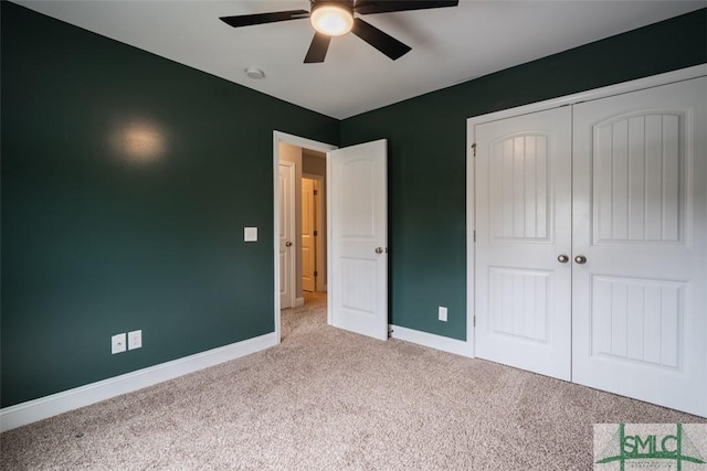 270 Kepler Loop, Richmond Hill, GA 31324 - unfurnished bedroom featuring carpet flooring, baseboards, a closet, and ceiling fan