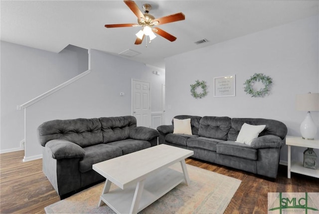777 King George Blvd Unit 57, Savannah, GA 31419 - living room with wood finished floors, ceiling fan, and baseboards