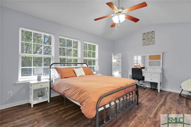 777 King George Blvd Unit 57, Savannah, GA 31419 - bedroom with lofted ceiling, multiple windows, wood finished floors, and baseboards
