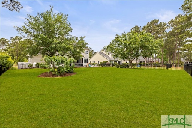 view of yard with fence