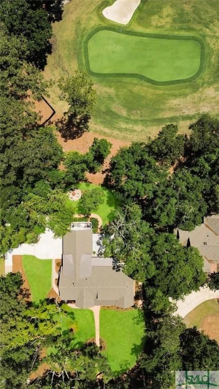 birds eye view of property featuring view of golf course