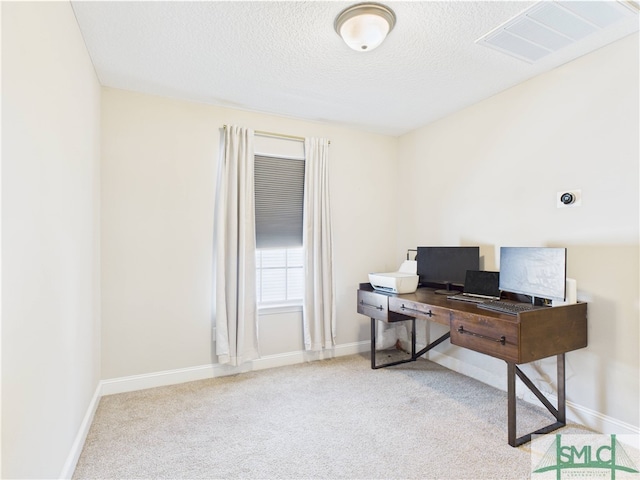 1246 Cypress Fall Cir, Hinesville, GA 31313 - office with visible vents, a textured ceiling, baseboards, and carpet floors