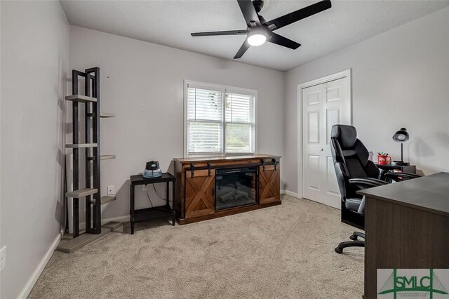 178 Country Way, Springfield, GA 31329 - office area with baseboards, ceiling fan, and carpet