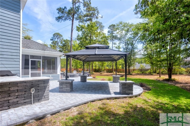 132 Cubbedge Dr, Rincon, GA 31326 - view of patio / terrace featuring a gazebo and a sunroom