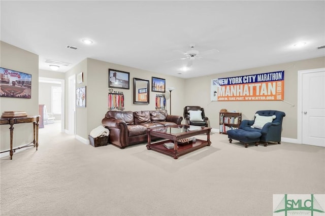 5 Lazy Hammock Ct, Savannah, GA 31419 - living area featuring baseboards, ceiling fan, carpet flooring, and visible vents