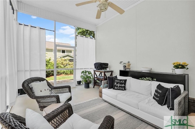5 Lazy Hammock Ct, Savannah, GA 31419 - living room with vaulted ceiling and a ceiling fan