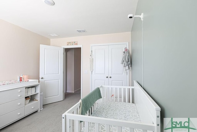 166 Benelli Dr, Pooler, GA 31322 - bedroom featuring visible vents, a closet, and light colored carpet