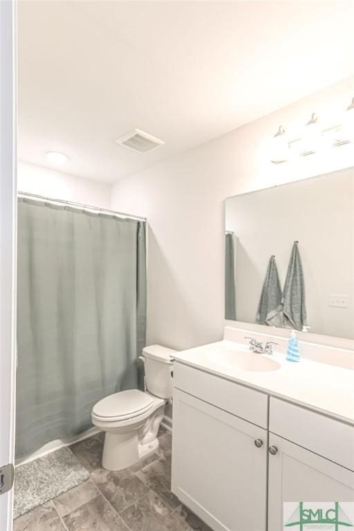 166 Benelli Dr, Pooler, GA 31322 - bathroom with vanity, a shower with shower curtain, visible vents, and toilet