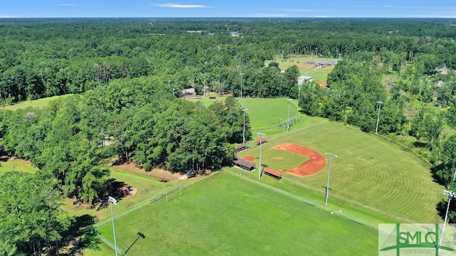 bird's eye view with a view of trees