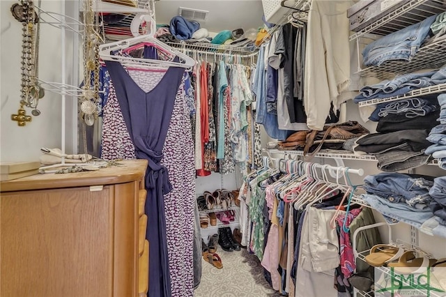 walk in closet featuring visible vents