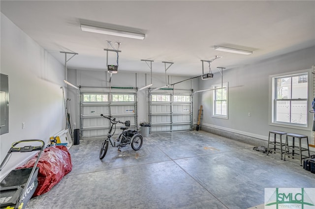 garage with a garage door opener