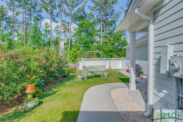view of yard with fence