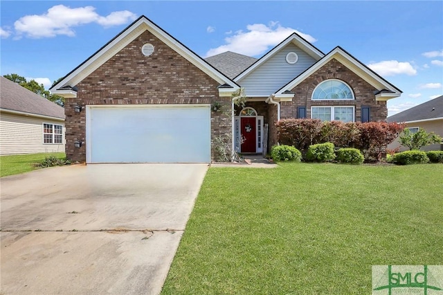1212 Peacock Trl, Hinesville, GA 31313 - single story home featuring concrete driveway, brick siding, an attached garage, and a front lawn