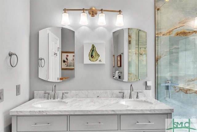 full bath featuring double vanity and a sink
