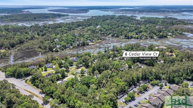 aerial view with a wooded view
