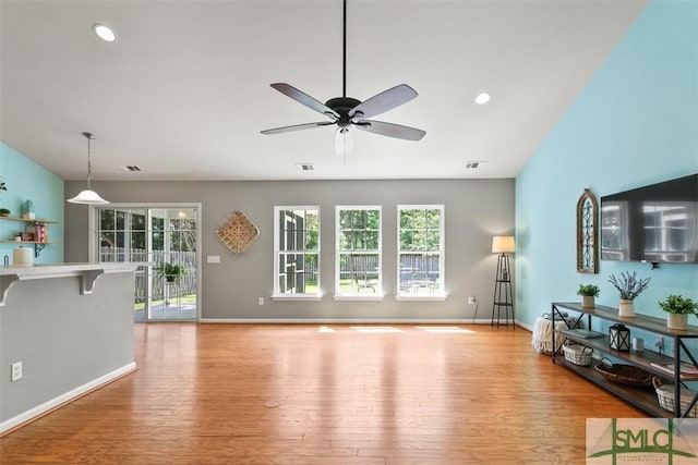 76 Hamilton Grove Dr, Pooler, GA 31322 - living area with a ceiling fan, visible vents, and light wood finished floors