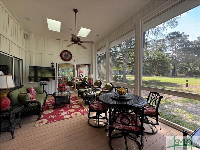 31 Sweetgum Xing, Savannah, GA 31411 - sunroom with a skylight, a ceiling fan, and outdoor lounge area