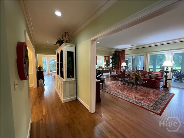 31 Sweetgum Xing, Savannah, GA 31411 - corridor featuring ornamental molding, wood finished floors, and recessed lighting