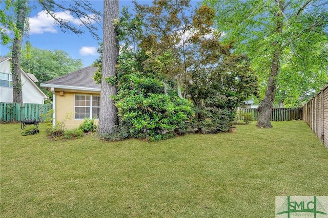 view of yard featuring a fenced backyard