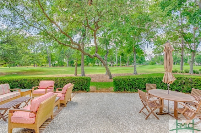 view of patio / terrace with view of golf course