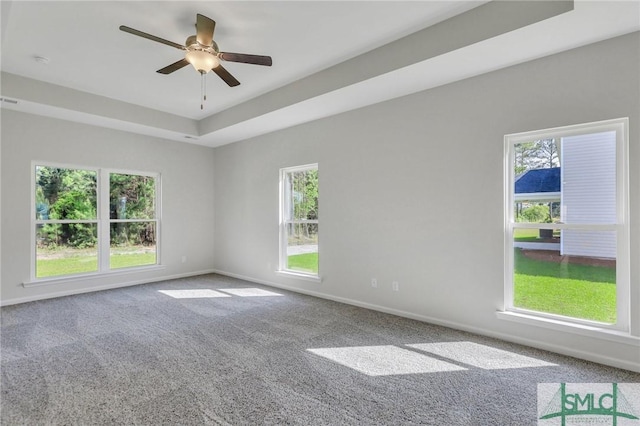 291 Cromer St, Savannah, GA 31407 - carpeted spare room with a healthy amount of sunlight, baseboards, ceiling fan, and a tray ceiling