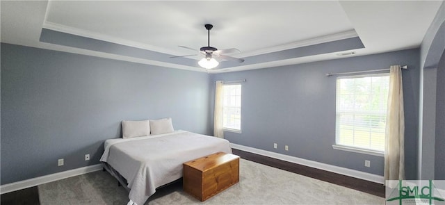 14 Canterbury Rd NE, Ludowici, GA 31316 - bedroom with a raised ceiling, ornamental molding, baseboards, and wood finished floors