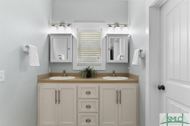 full bathroom featuring double vanity and a sink