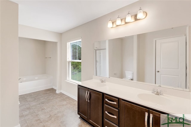 98 Westbourne Way, Savannah, GA 31407 - full bathroom featuring a sink, a bath, toilet, and double vanity