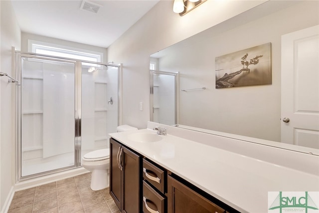 98 Westbourne Way, Savannah, GA 31407 - full bath with visible vents, tile patterned flooring, a shower stall, vanity, and toilet