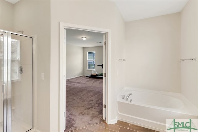 98 Westbourne Way, Savannah, GA 31407 - bathroom with baseboards, a bath, and a shower stall