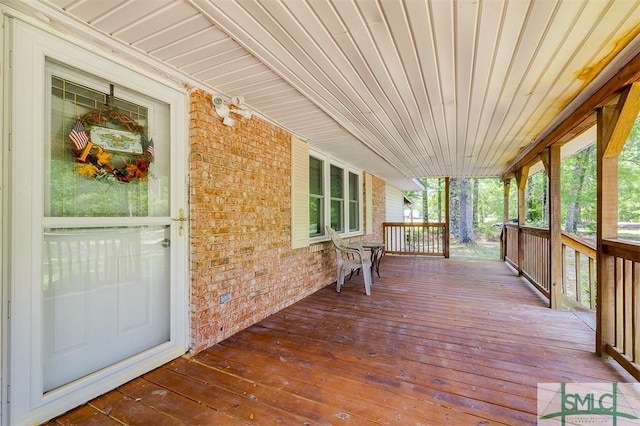deck featuring a porch