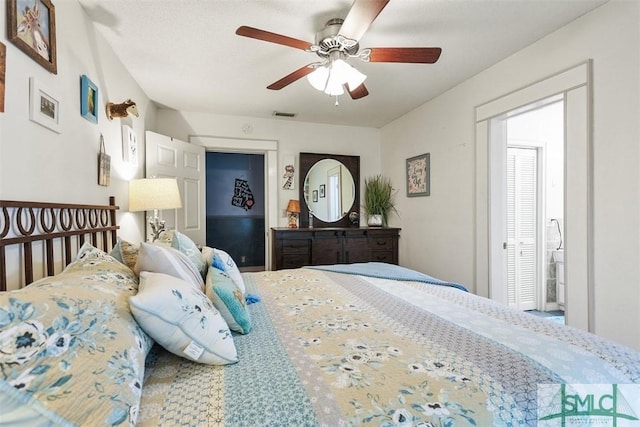 219 N College St, Pembroke, GA 31321 - bedroom with visible vents and a ceiling fan