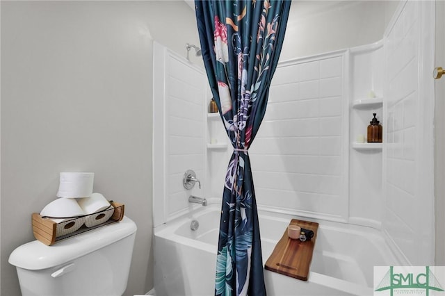 full bath with toilet and shower / tub combo