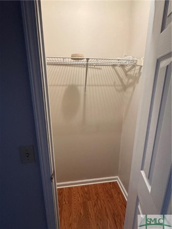 walk in closet featuring wood finished floors