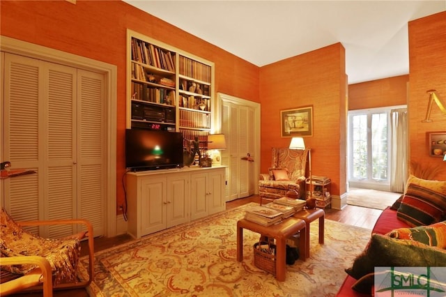 living area featuring wood finished floors
