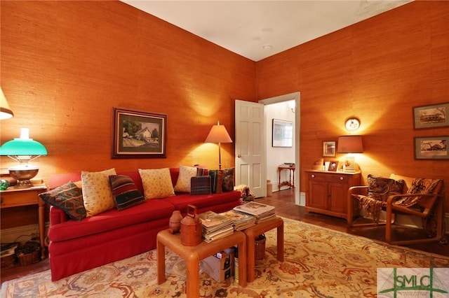 living room with wood finished floors
