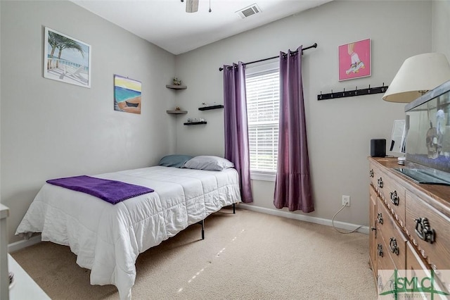 213 Rosehill Dr E, Rincon, GA 31326 - bedroom with baseboards, ceiling fan, visible vents, and carpet