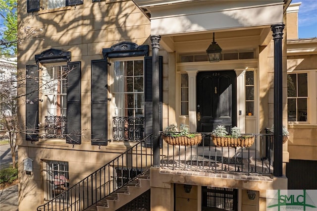 exterior space featuring covered porch