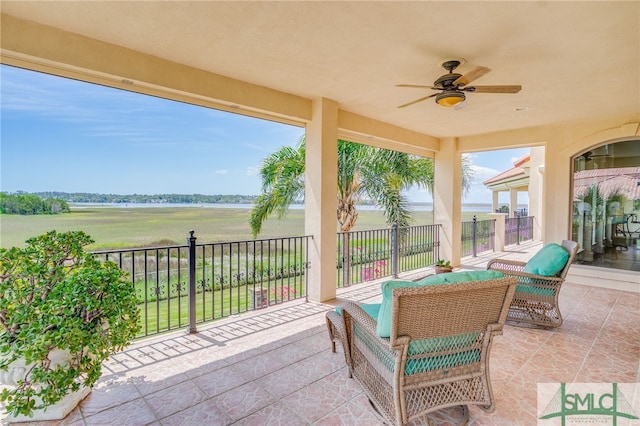 view of patio with ceiling fan