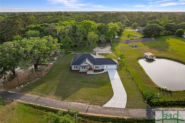 151 Pittman Dr, Rincon, GA 31326 - drone / aerial view featuring a wooded view and a water view