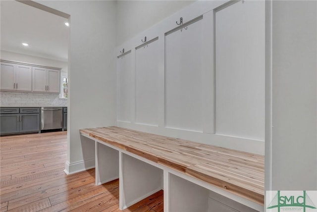 LOT10 Waters Cir, Pembroke, GA 31321 - mudroom with light wood-style flooring, baseboards, and recessed lighting