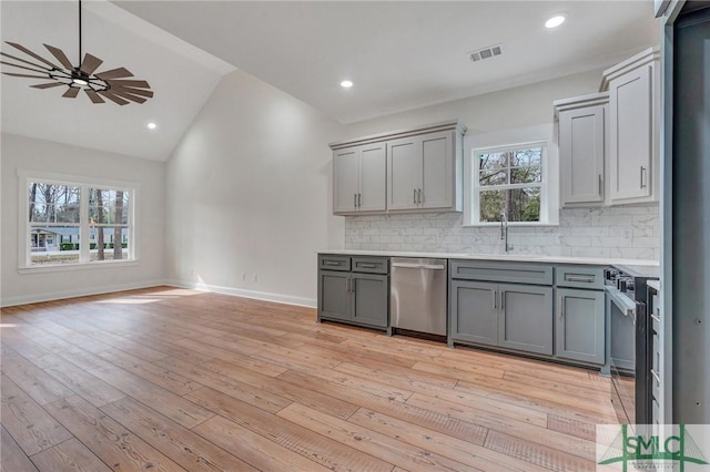 LOT10 Waters Cir, Pembroke, GA 31321 - kitchen featuring a sink, gray cabinetry, plenty of natural light, and appliances with stainless steel finishes
