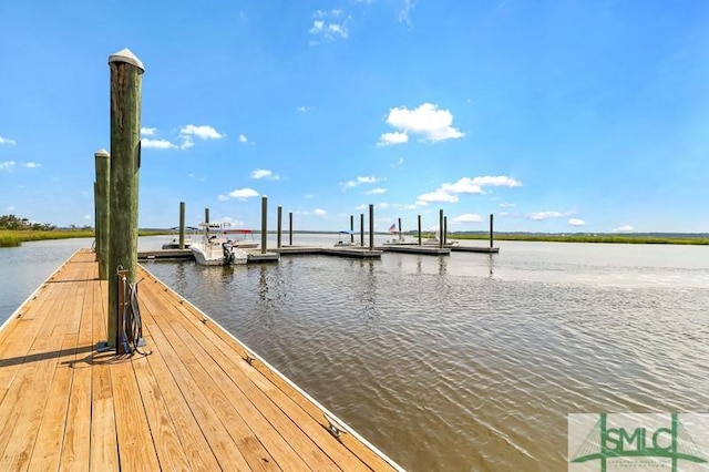 view of dock featuring a water view