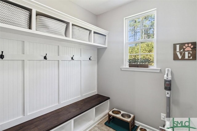 mudroom with baseboards