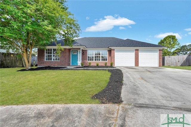 4 Tantallon Ct, Pooler, GA 31322 - ranch-style house featuring driveway, brick siding, a garage, and fence