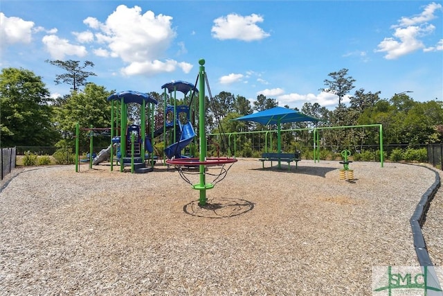 communal playground with fence